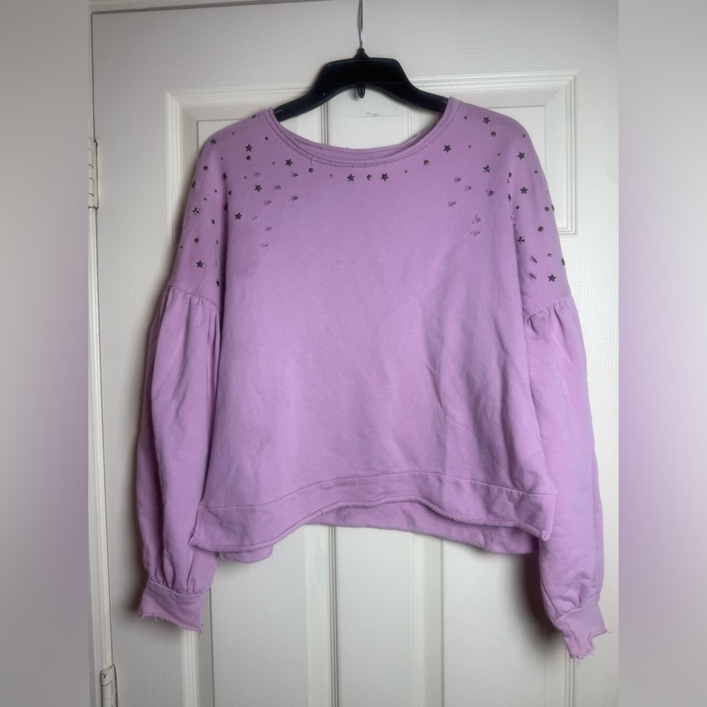 ABOUND Women’s Bubble‎ sleeve star-studded lilac sweatshirt